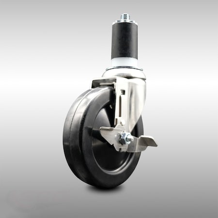 Service Caster 5 Inch 316SS Hard Rubber Swivel 1-5/8 Inch Expanding Stem Caster with Brake SCC SCC-SS316EX20S514-HRS-TLB-158